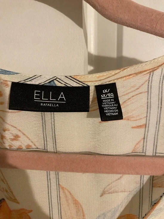 Rafaella Cream Blouse with Blue and Orange Floral Grid - Picture 2 of 3